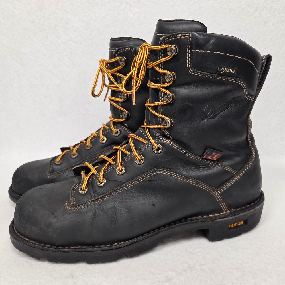 Danner Quarry USA 8" Work Boots Mens 11.5 EE Black Gore-Tex Alloy Toe 17311